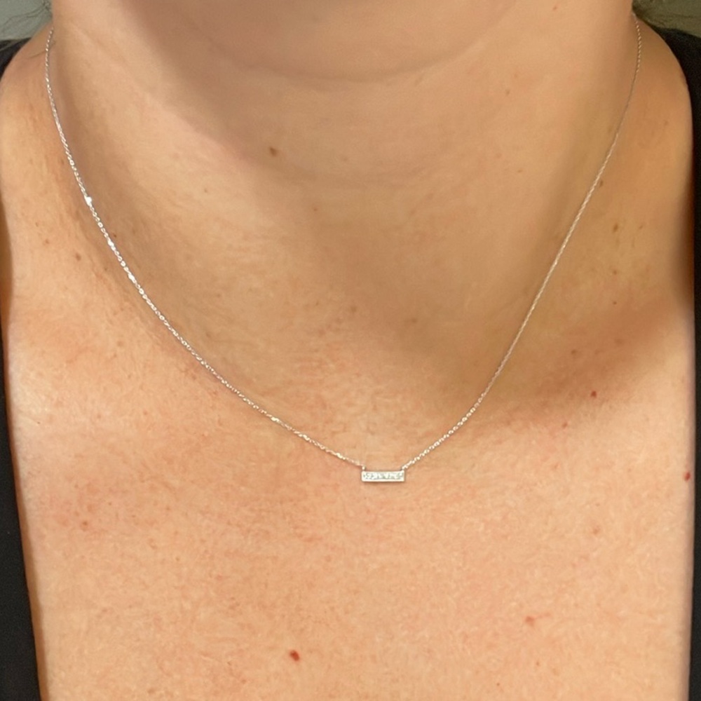Dana Rebecca Designs 14k white gold bar diamond pendant necklace